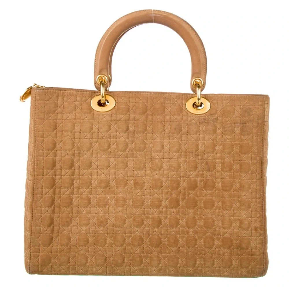 Christian Dior Vintage Lady Dior Large Nylon Cannage Top Handle Bag Purse Tote